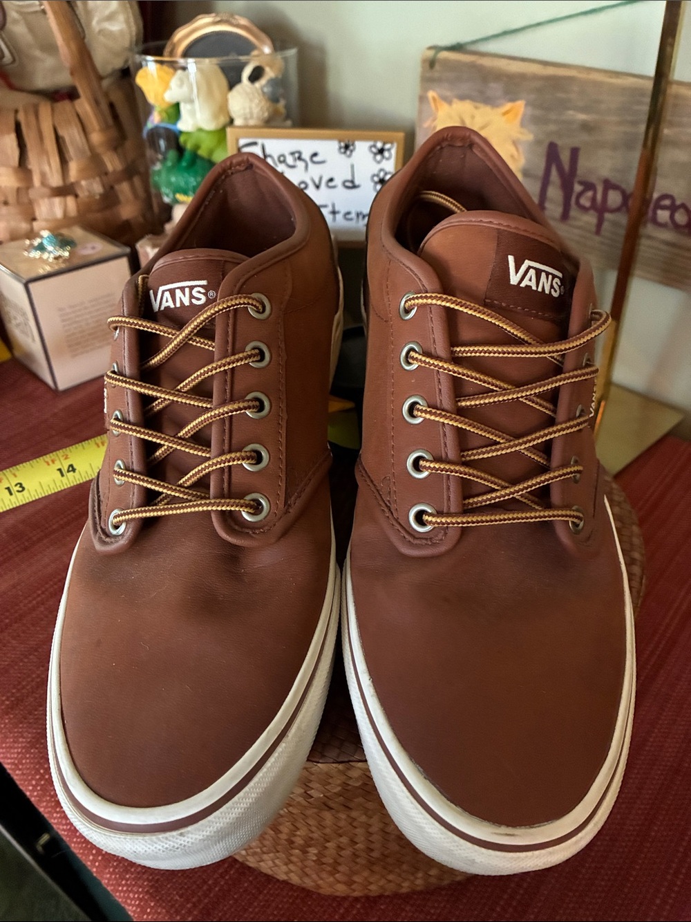 Vans Atwood Leather sneakers in a brown and marshmallow colorway SZ 10
